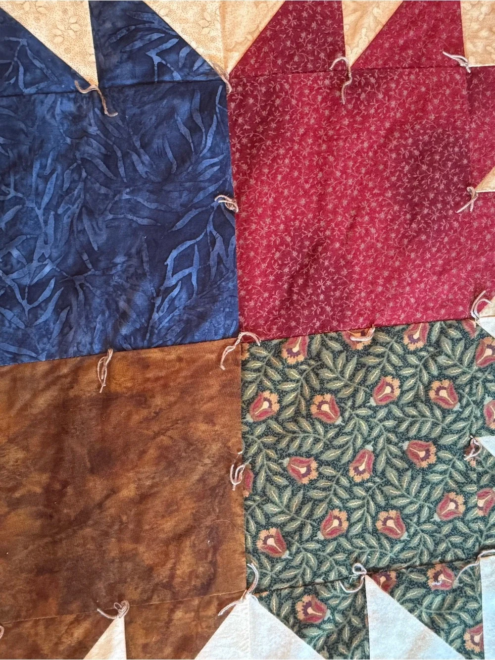 Handmade Cozy Tied California King sized Multicolor Patchwork Quilt